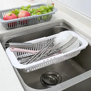 

Retractable Sink Drain Rack Hollow Storage Rack - White