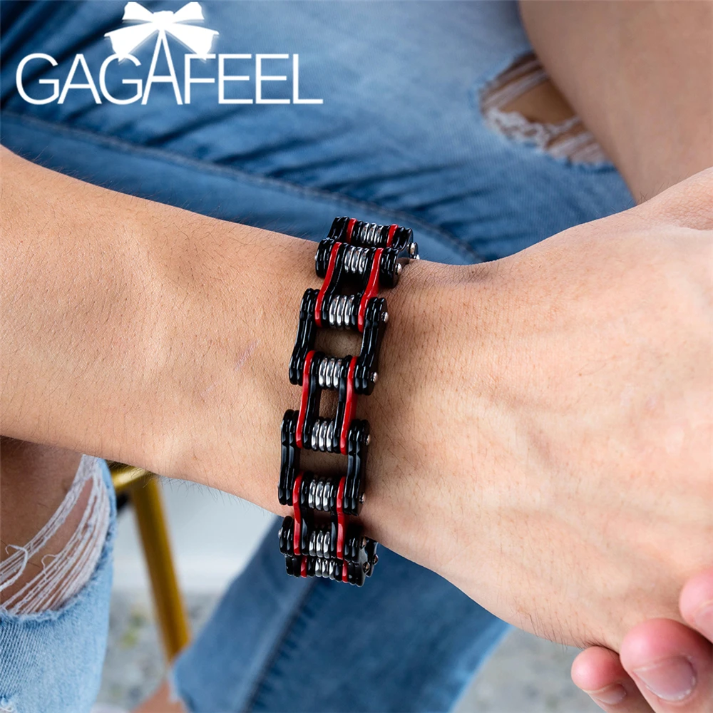 GAGAFEEL мужской браслет из нержавеющей стали модный тренд титановая сталь велосипедная цепь панк браслет мотоцикл для мужчин подарки