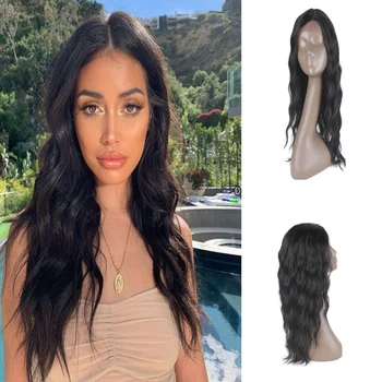 

Lace Front Wigs Nature Black Long Remy Wavy Body Wave Glueless Natural Hairline U part wig Deep Wavy Cosplay Wig Middle Ratio