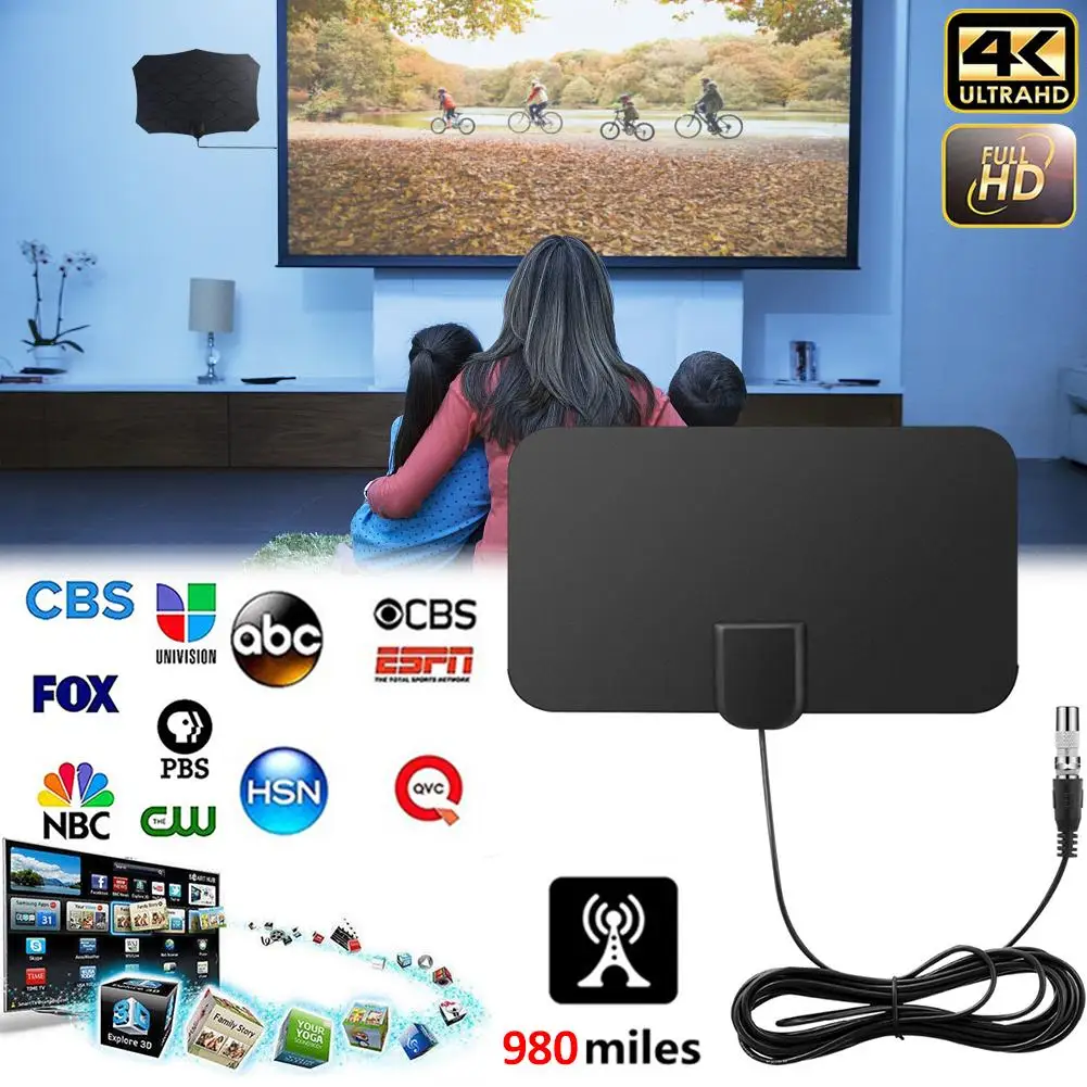 980 КМ HD ТВ антенны для помещений Мини HD цифровая ТВ антенна