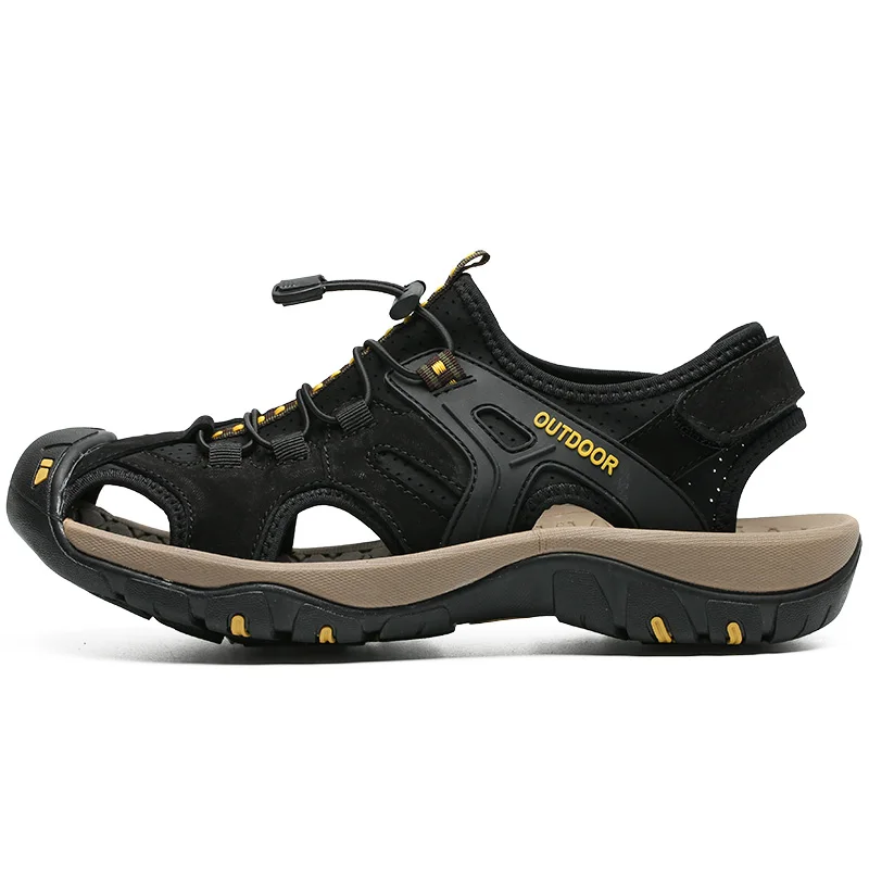 Brand Men's Sandals Summer Genuine Leather Roman Male Beach Sandals Outdoor Slippers Walking Male Soft Sole Casual Shoes 38-48