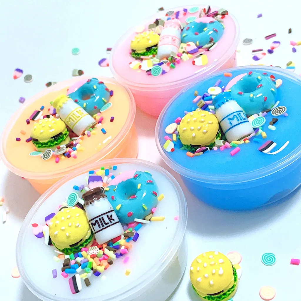 Уникальный Пластилин «сделай сам» Burger Char Milk Slime торт ко дню рождения слизь дети облегчение стресс игрушки Slime амулеты легкая глина антистрессовые игрушки