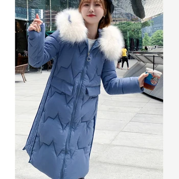 

2019 New Korean version Elegant Warm Colored Fur collar Coats Winter Women Casual Long Sleeve Hooded Jackets Female cc786
