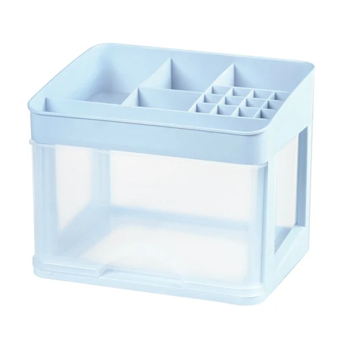 Blue 1 Layer Настольный пластиковый органайзер для макияжа, женская косметика, ящик для хранения косметики, ювелирная помада, лак для ногтей, контейнер для мелочей, чехол - Цвет: Blue 1 Layer