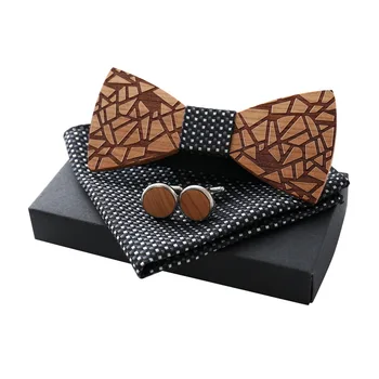 

Fashion Wooden Bow Tie For Men Unisex Hollow Out Carved Retro Neck Ties Adjustable Strap Vintage Bowtie