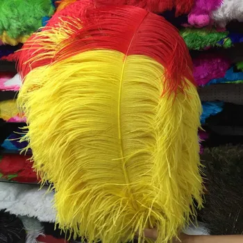

New 50 pcs Yellow and Red 24-26inches/60-65cm "thick stem" male ostrich feathers Wedding Birthday Christmas Decoration