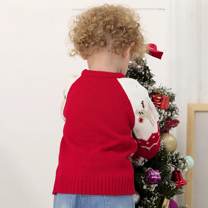 Детские свитера с рождественским оленем для маленьких мальчиков и девочек; детская одежда; осенне-осенний пуловер; свитер; верхняя одежда; Зимние красивые Топы