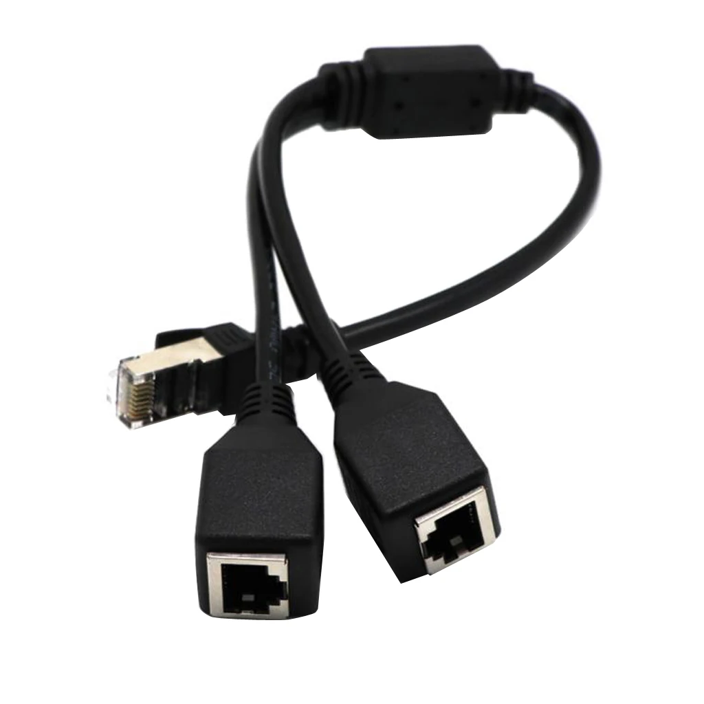RJ45 1 Male to 2 Female Ethernet Network Cable Splitter Extension Connector Using gold-plated core transmission of signals