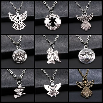 

New Fashion Guardian Angel Cupid Pendant Necklace Men Women Antique Silver Color Necklace Jewelry Gift