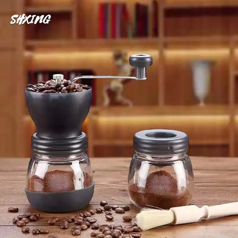 

Coffee Grinder Manual Storage Jar Soft Brush Mini Coffee Milling Machine for Single Coffee Coffee Grinder V60 Coffee Set