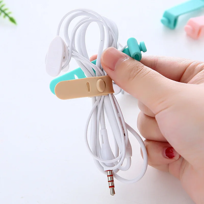 4Pcs Silicone Cable Organizer USB Data Wrap Cord Winder Wire Protector Holder Office Stationary Desk Set Accessories Supplies