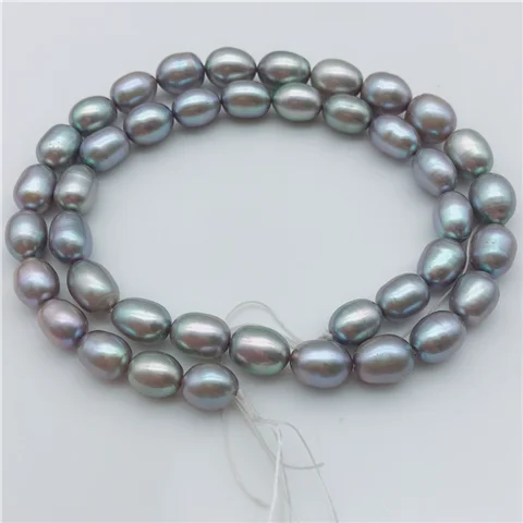 Diy серый рис настоящий пресноводный AA+ жемчужная форма 6-8 мм/7-9 мм свободные бусины 2 нити 15"