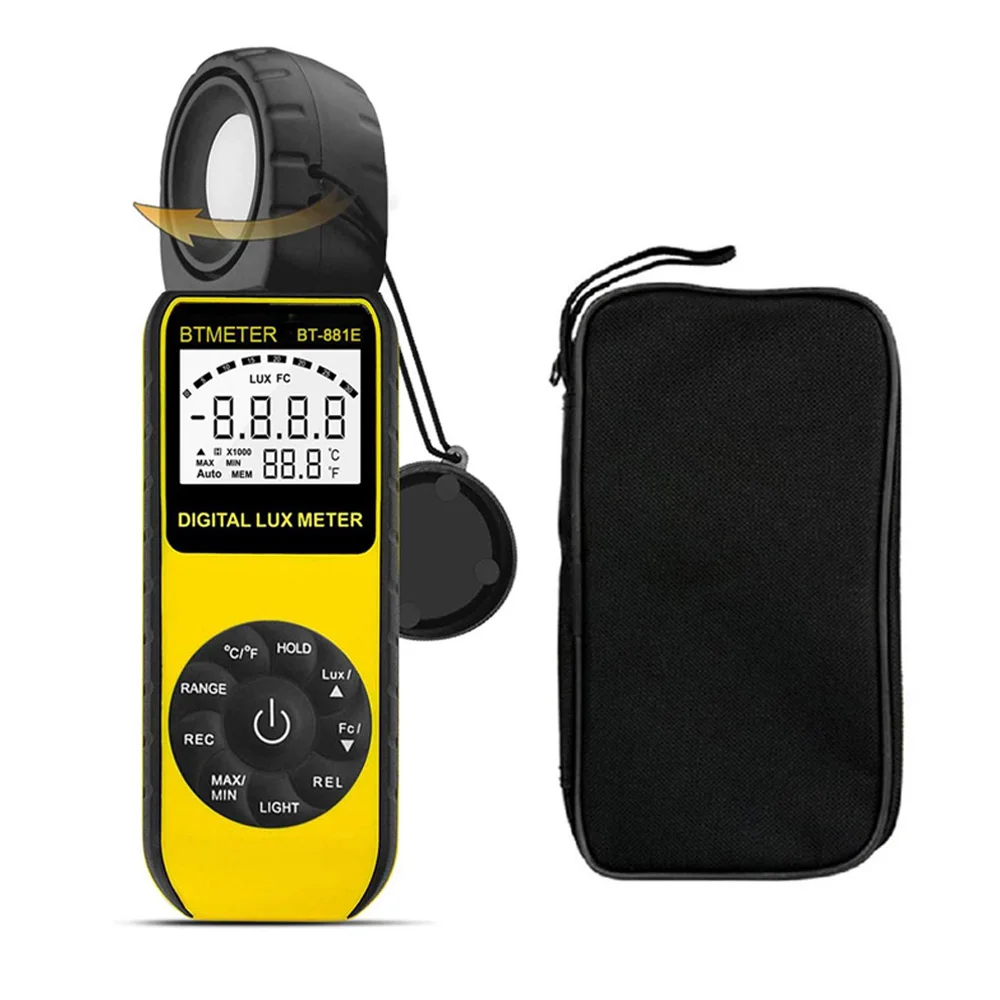 

BTMETER BT-881E Digital Illuminance/Light Meter,Handheld Ambient Temperature Measurer with Range up to 300,000 Lux Luxmeter