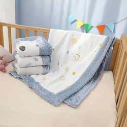Blanket For Baby Cotton Knitted Quilt 3D Dot Space Newborn Wrap Coral Fleece Winter Warm Thermal Bedding Baby Crib Blanket