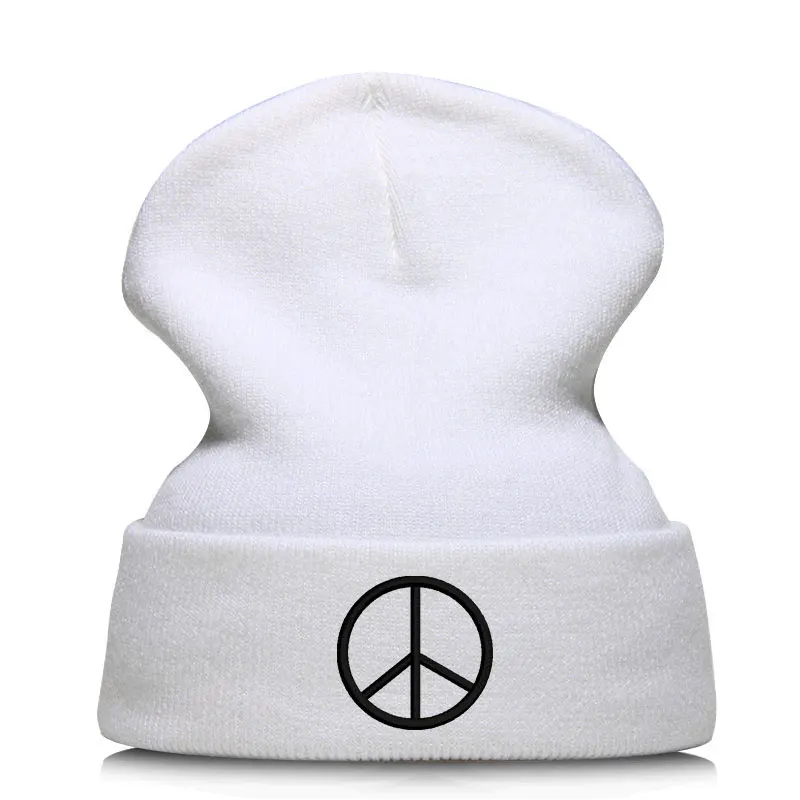 Beanie шляпа Skullie шапка, вязаная шапка-носок зима-осень вышивка в стиле панк Для мужчин Для женщин подростков уличных танцев забавные по заказу покупателя хип-хоп-знак мира