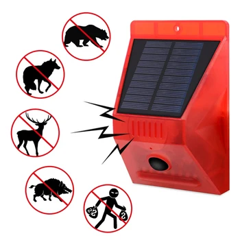 

129dB Solar Anti-theft Remote Control Human Body Induction Infrared Sound and Light Automatic Alarm System Outdoor Rainproof