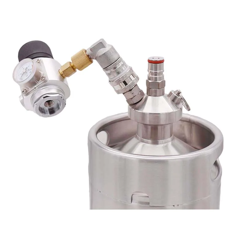 Homebrew Kegging комплект поставки газа мини Co2 регулятор и нержавеющая отсоединение шарикового фиксатора 3/8-18UNF 0-90psi подходит со сферической головкой, кег
