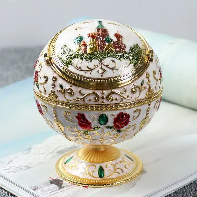 Porcelain Высокое качество европейский античный Глобус Тип пепельница Орел рисунок олова сплав украшения дома и офиса - Цвет: Porcelain
