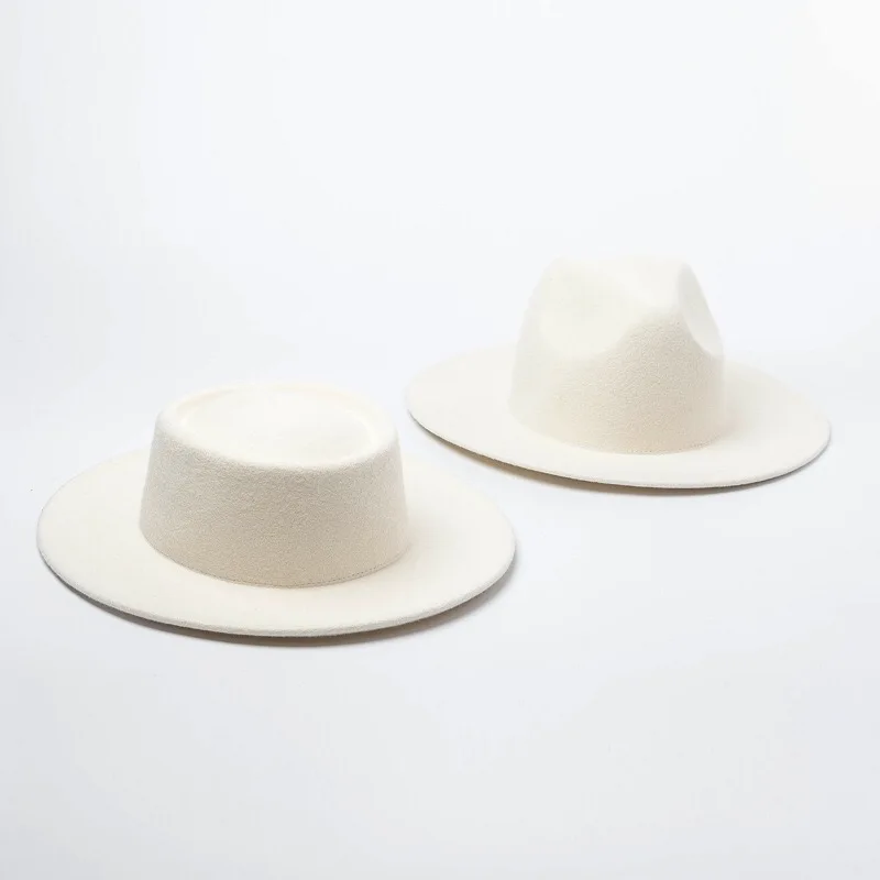 Женские фетровые шляпы из шерсти, белые шляпы с широкими полями для свадебной вечеринки, церковные шляпы, шляпа-федора из свинины, флоппи Дерби, триби, основа для шляпки