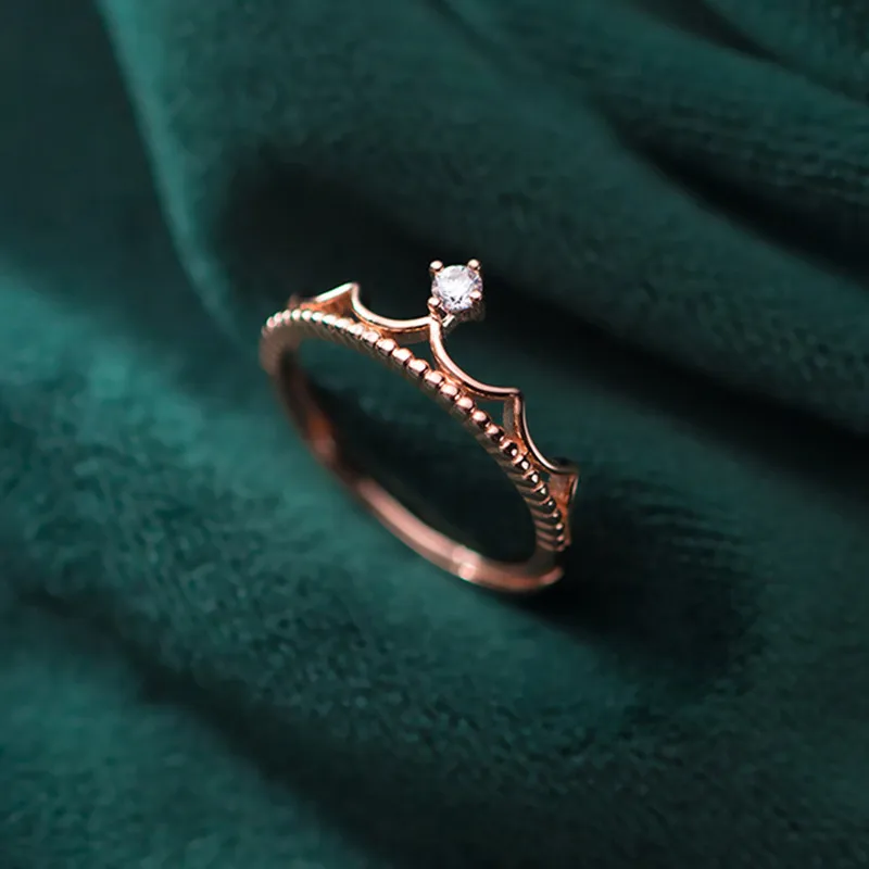 INZATT Настоящее серебро 925 проба минималистичный Циркон Корона кольцо для очаровательных женщин вечерние милые ювелирные изделия аксессуары