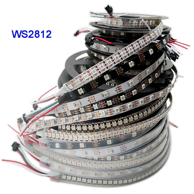 Умная Светодиодная лента WS2812B 1 м/5 м 30/60/144 пикселей/светодиодов/м WS2812 IC WS2812B/m