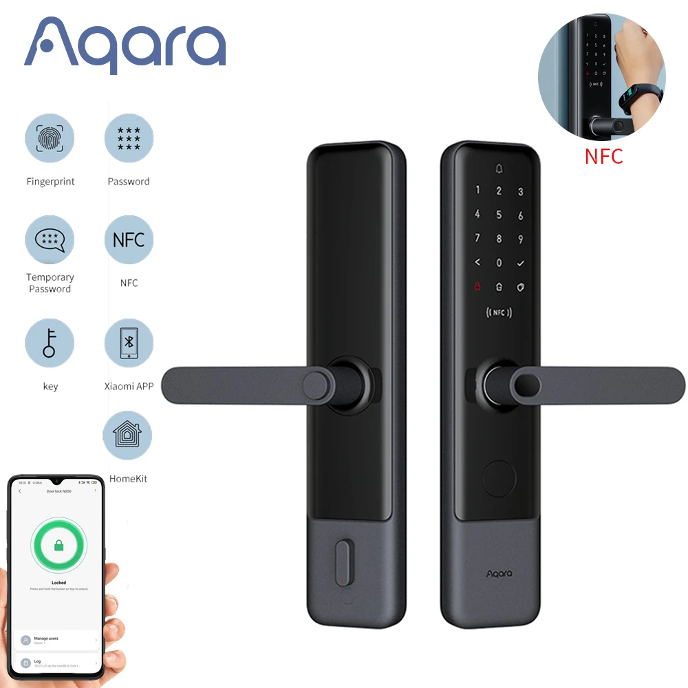 Умный дверной замок Aqara N200 со сканером отпечатков пальцев Bluetooth пароль NFC