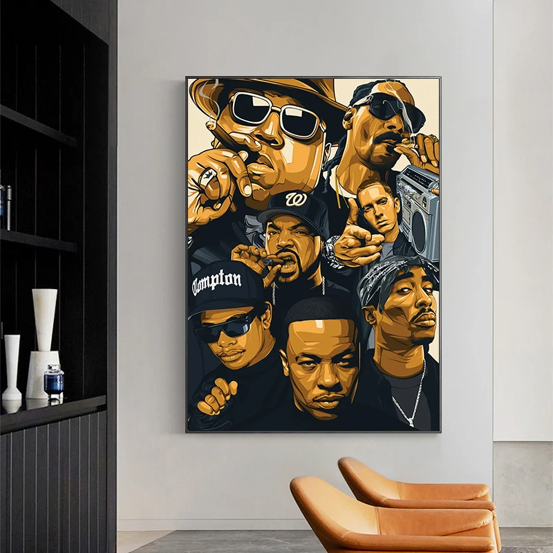 Хип хоп 2PAC раппер звезда холст картины плакаты и принты куадроса стены искусства