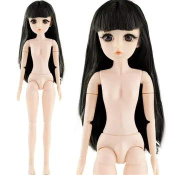 

42 Cm Bjd Doll 24 Ball Jointed Doll DIY Naked Body Curly Straight Hair Girl's K1MA