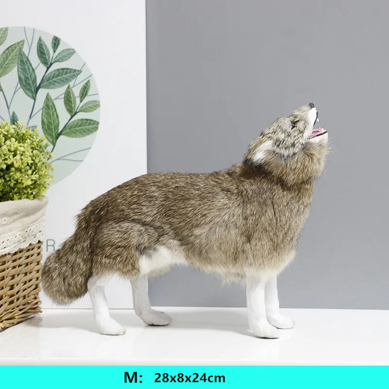 Моделирование игрушки в виде животных Собака Мягкая овчарка волк модель животного выставочный зал украшение дома DY80059 - Color: 28x8x24cm Brown