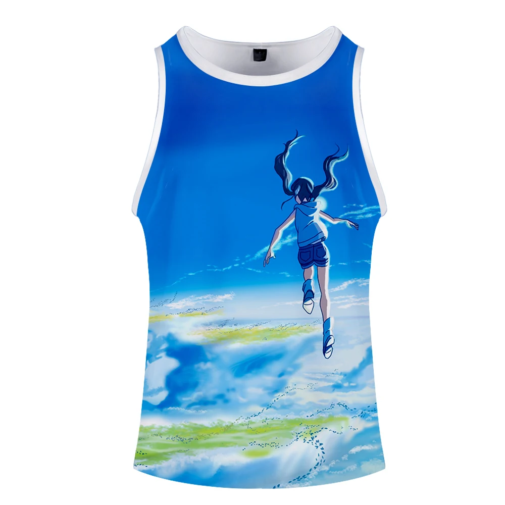 Son of the weatherJ apanese cartoon men Soft Solid Tank Top Straps Tank Tops