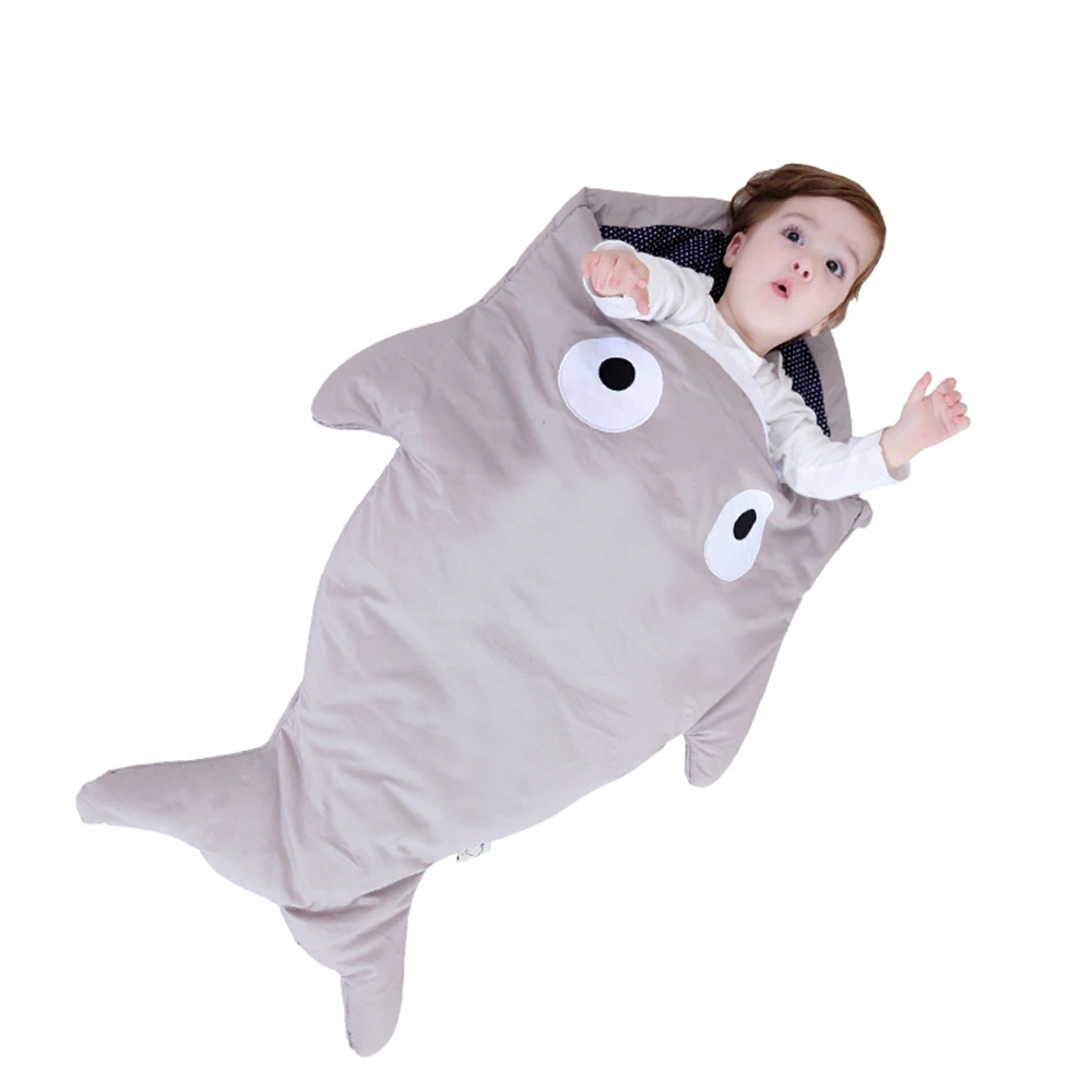 Спальный мешок для малышей, Пеленальное Одеяло для сна, зимний спальный мешок с рисунком акулы для малышей, хлопковый спальный мешок с коробкой