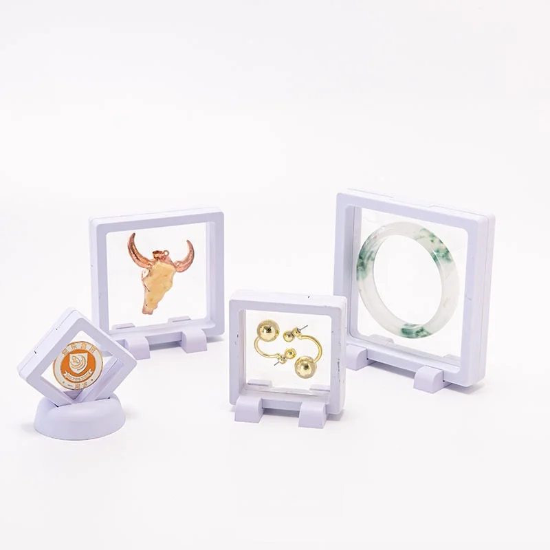 PE Film Brosche Münze Edelsteine Schmuck Mit Basis Box Staubdicht Ausstellung Dekoration Ausgesetzt Schwimm Ring Ohrringe Display Rack – Detail 1