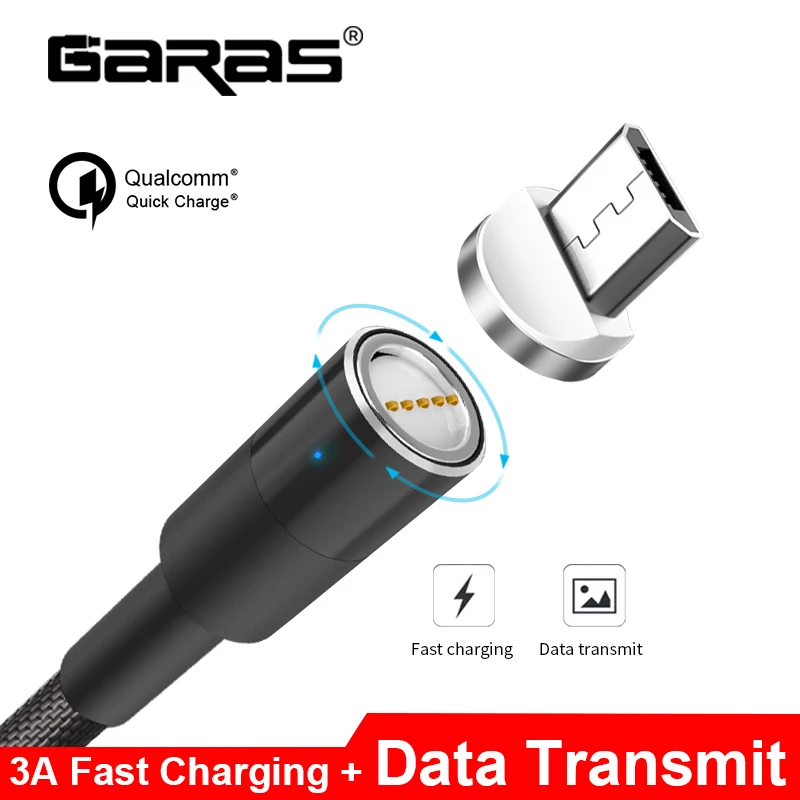 

GARAS Magnetic Micro USB Cable QC2.0 Fast charging data cable for xiaomi/huawei micro usb magnetic cable 2m magnet charger cable