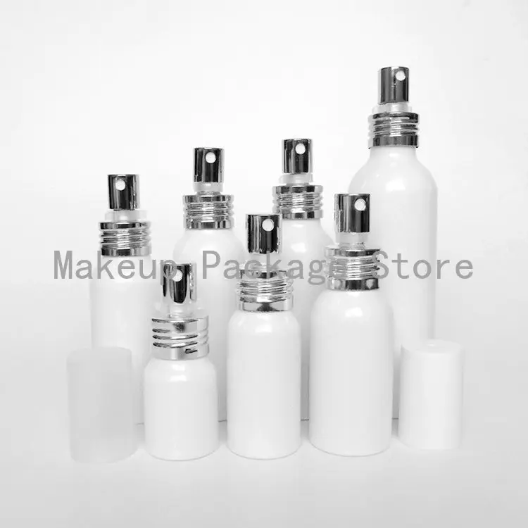 

2pcs 20/30/50/60/80/100/150ml Aluminum white empty spray bottle Fine Mist Refill cosmetic spray jar Sample subpackage bottles