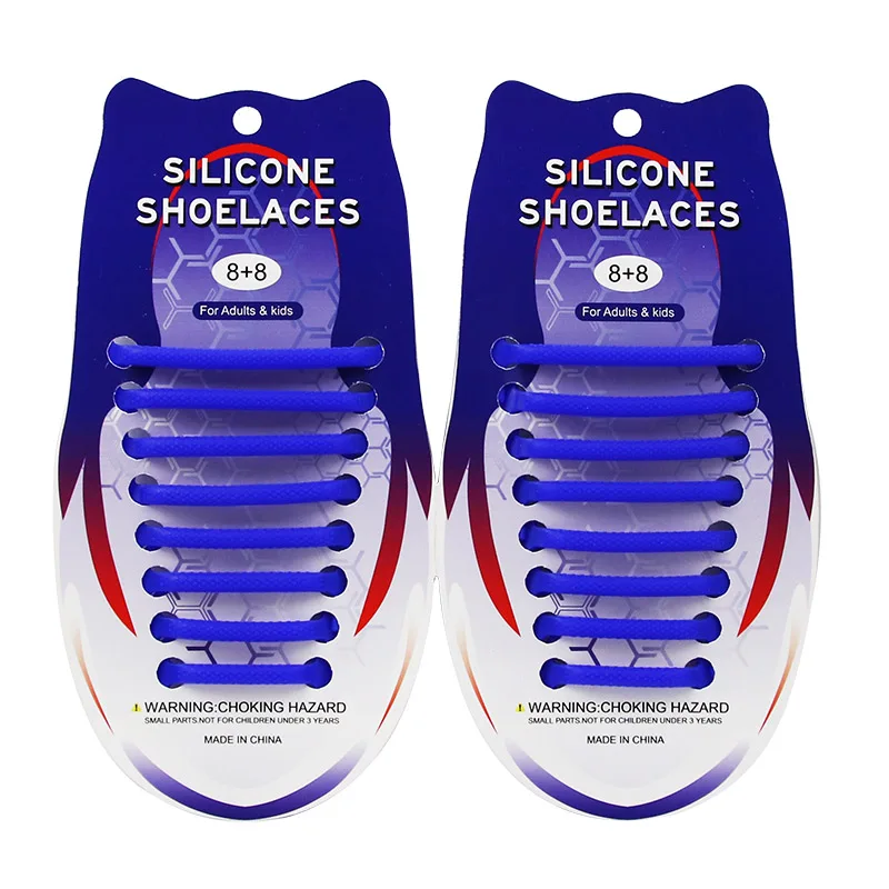Шнурки трехмерные полукруглые креативные силиконовые эластичные без застежки для взрослых детские шнурки с круглым носком и пряжкой - Цвет: blue16 pieces