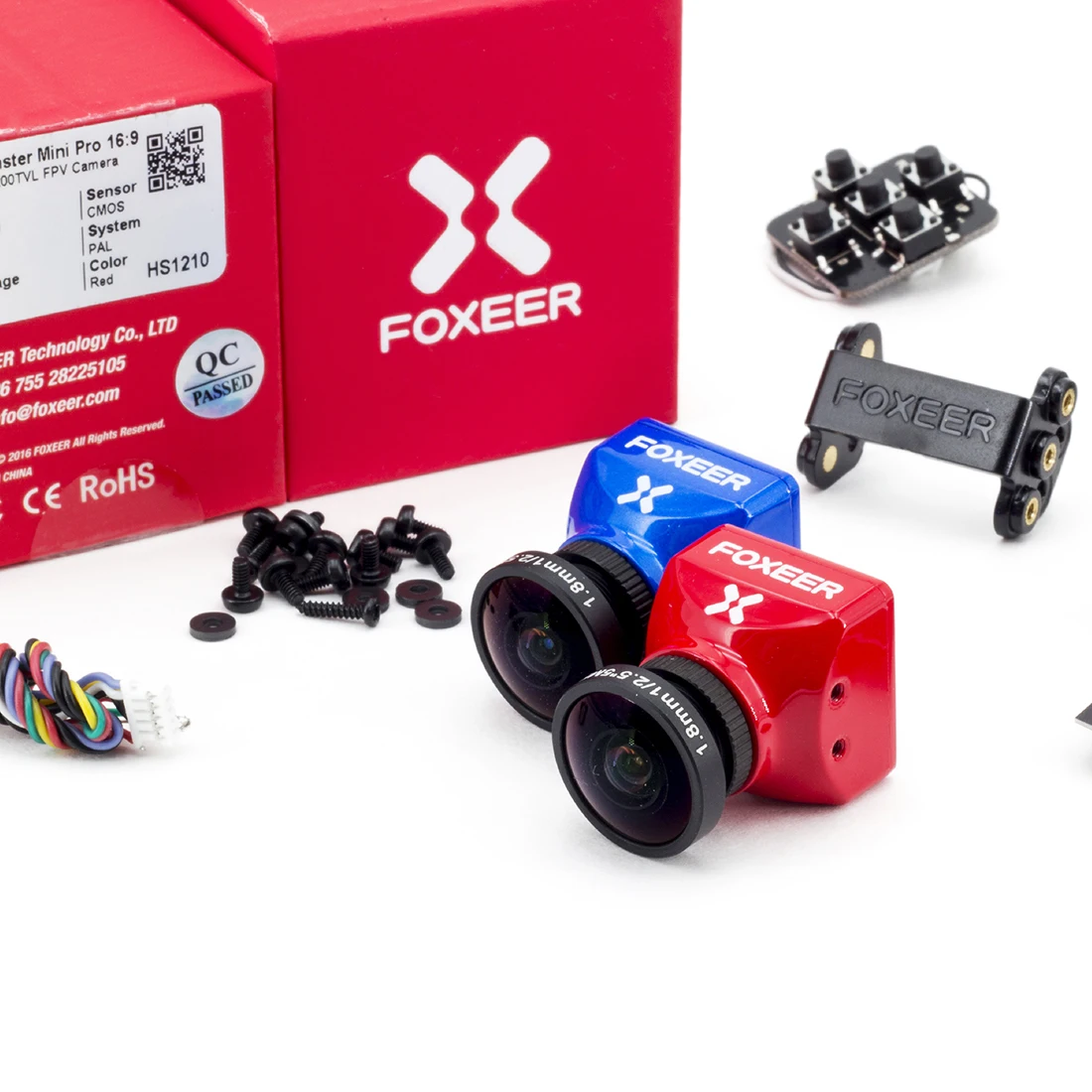 Foxeer Mini Pro 1/2. " CMOS 1,8/2,5 мм 1200TVL 16:9 PAL/NTSC переключаемая камера WDR FPV-черный цвет