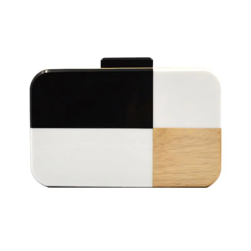 

THINKTHENDO Women Acrylic Clutch Patchwork Evening Bag Party Handbag Bridal Prom Shoulder Pu