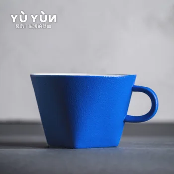 

Nordic Simple Coffee Mugs Porcelain Blue Creative Porcelain Cup Saucers Milk Tea Mugs Kubek Do Kawy Retro Utensil Cups AC50CU