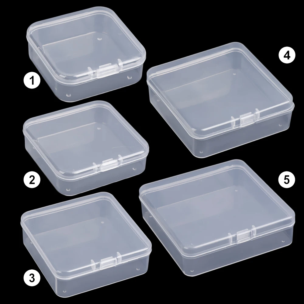 Useful Nail Art Screw Storage Plastic Transparent Small Storage Box Pill  Chip Box Jewelry Organizer Case Beads Container 3.9X3.9X1.5CM