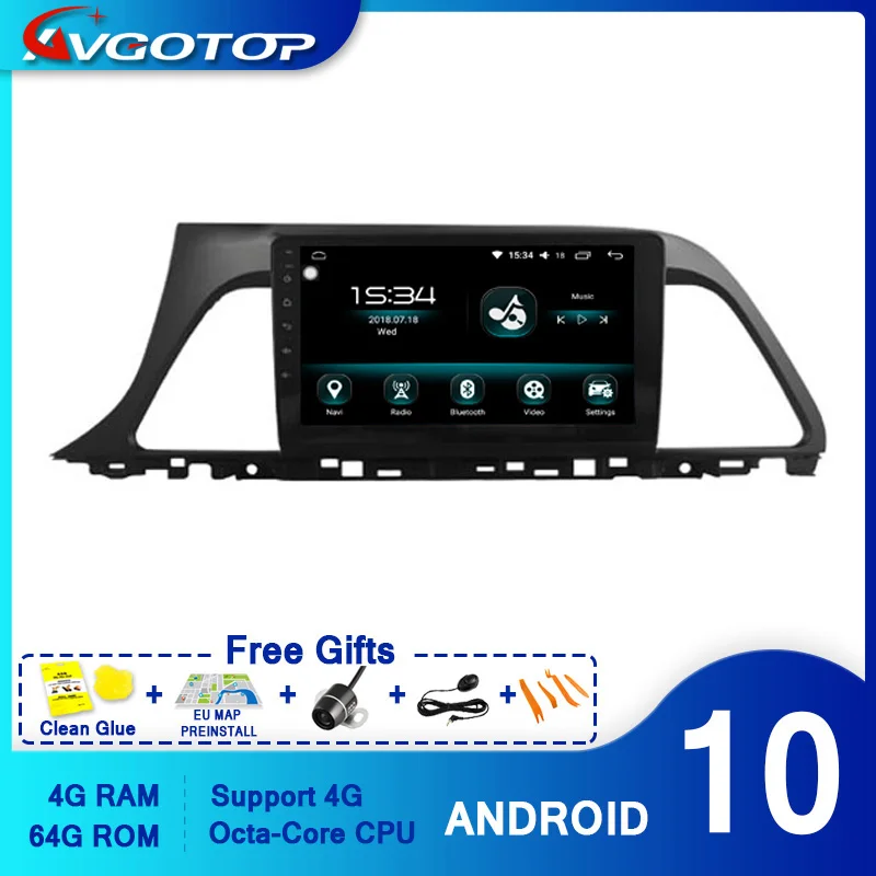 AVGOTOP Android 10 0 автомобильный видеоплеер для HYUNDAI 2015 SONATA 4 Гб RAM 64 FLASH Большой экран в