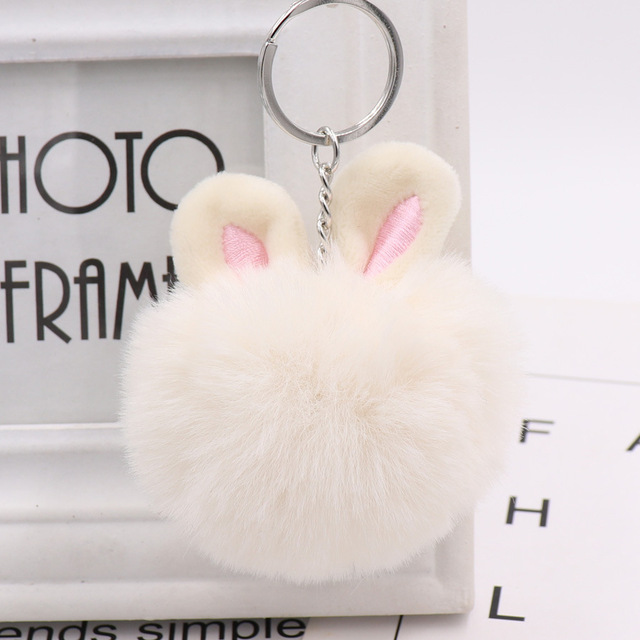 Fur Pom Pom Keychain Fake Rabbit Hair Ball Keychain Porte Clef Pompom De Fourrure Fluffy Bag Charms Bunny Keychain Keyring