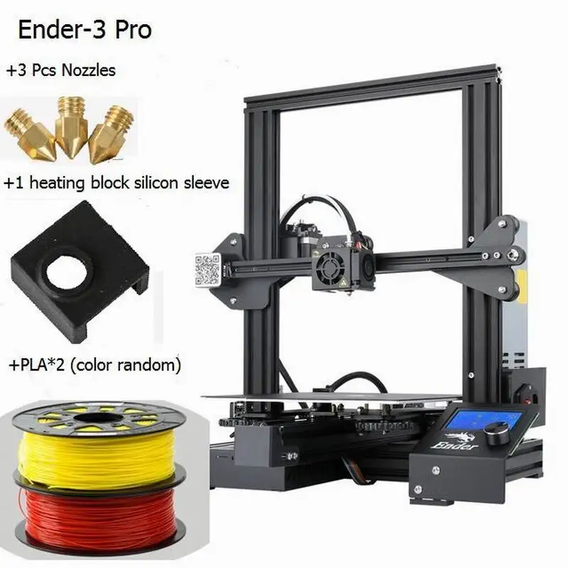 CREALITY Ender-3/3X/3Pro с 3 насадками/2PLA/силиконовый 3D v-слот Prusa l3 Новая мода DIY KIT принтер - Цвет: END3Pro 3Nos SC 2PLA