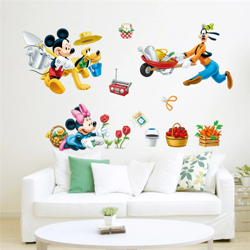 Cartoon Disney Busy Farm Mickey Minnie Goofy Pluto Wall Stickers For Kids Room Home Decor Wall Decal PVC Mural Art DIY Wallpaper Cartoon Disney Busy Farm Mickey Minnie Goofy Pluto Wall Stickers For Kids Room Home Decor Wall Decal PVC Mural Art DIY Wallpaper