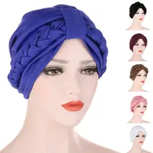 Мусульманские женщины тюрбан Твердые выпадения волос шапка после химиотерапии головной убор для больных раком индийский головной платок, шарф шляпы оплетка капот Арабский исламский шапочки Skullies