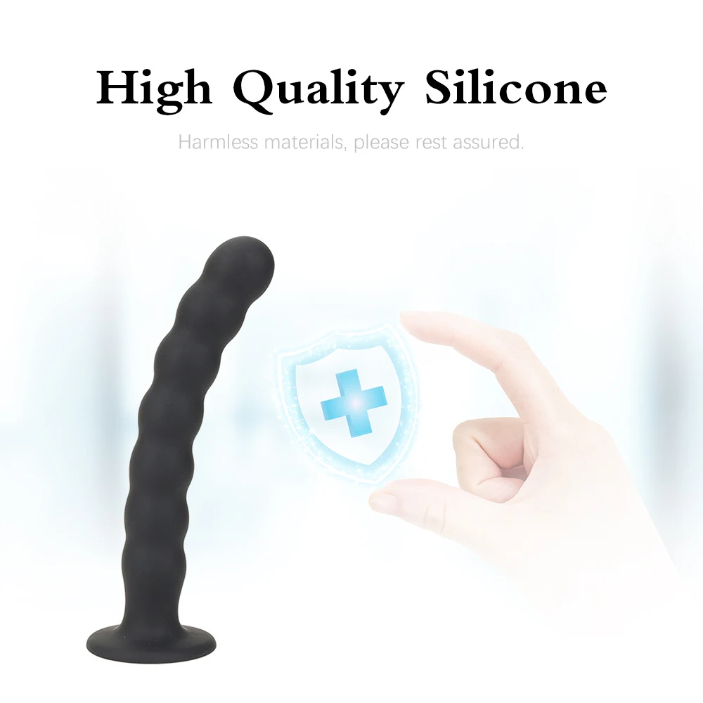 Plug anal et masseur de prostate avec dildo perles en silicone_voghion.com