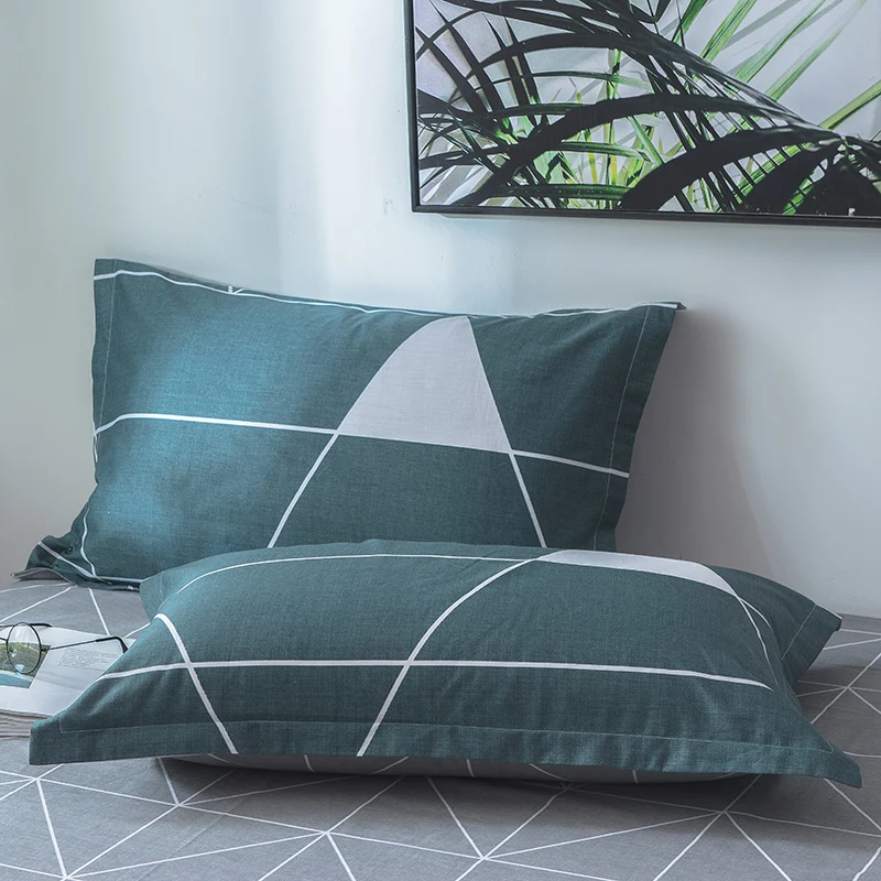 

Ins Modern Geometric Triangle Printed Pillowcase One Pair Home Decorative Twill Pillowcases 48cmx74cm Bedspreads Free Shipping