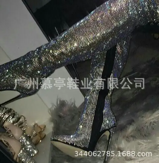 

Sharp Fine With Sexy High With Boots Winter Rhinestone Boots