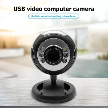 

0.3MP HD Webcam Built-in Microphone 6 LED Night Vision USB Computer Web Camera for Household Computer Accessories