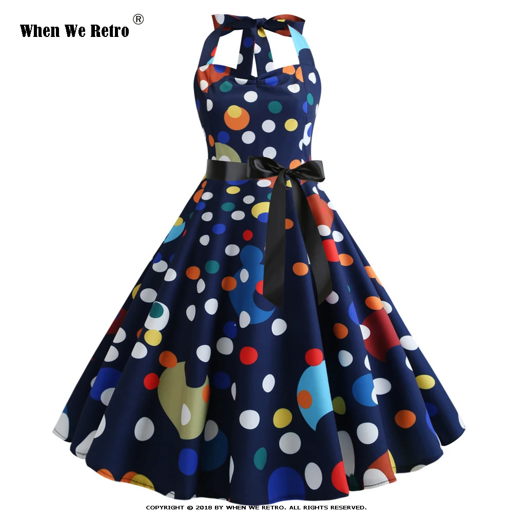 

Women Sexy Backless Halter Summer Dress Big Swing Vintage Floral Print Dress High Waist A-Line Elegant Party Dress Femme QY0921