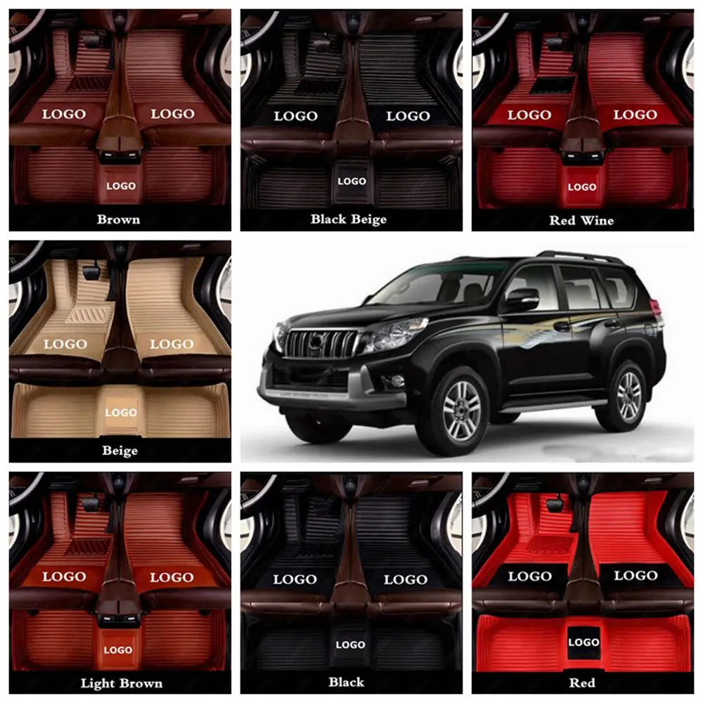 Автомобильный коврик для ног автомобильные коврики для Toyota Prado 5-местный Non-slip индивидуальный заказ роскошные кожаные автомобильные аксессуары для автомобиля ковровое покрытие